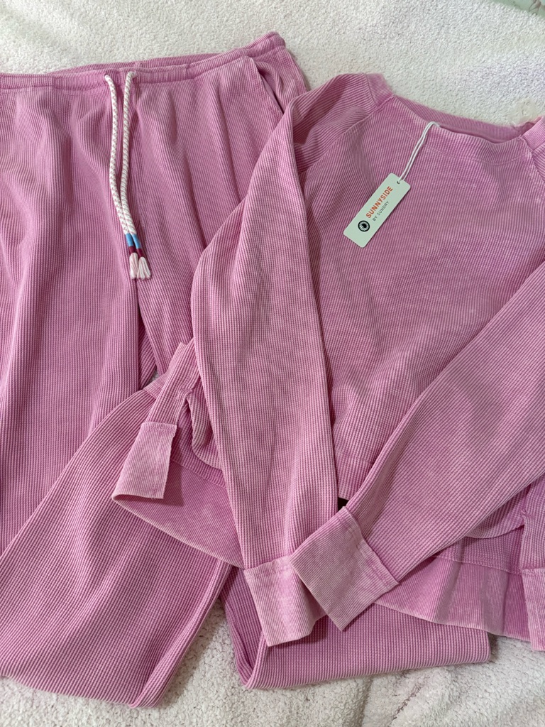 Sundry By Sunnyside Pink Ribbed Lounge Set